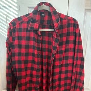 Uniqlo Red and Black Plaid Flannel Shirt